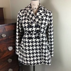 Joie Houndstooth Double Breasted Pea Coat S